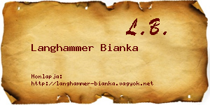 Langhammer Bianka névjegykártya